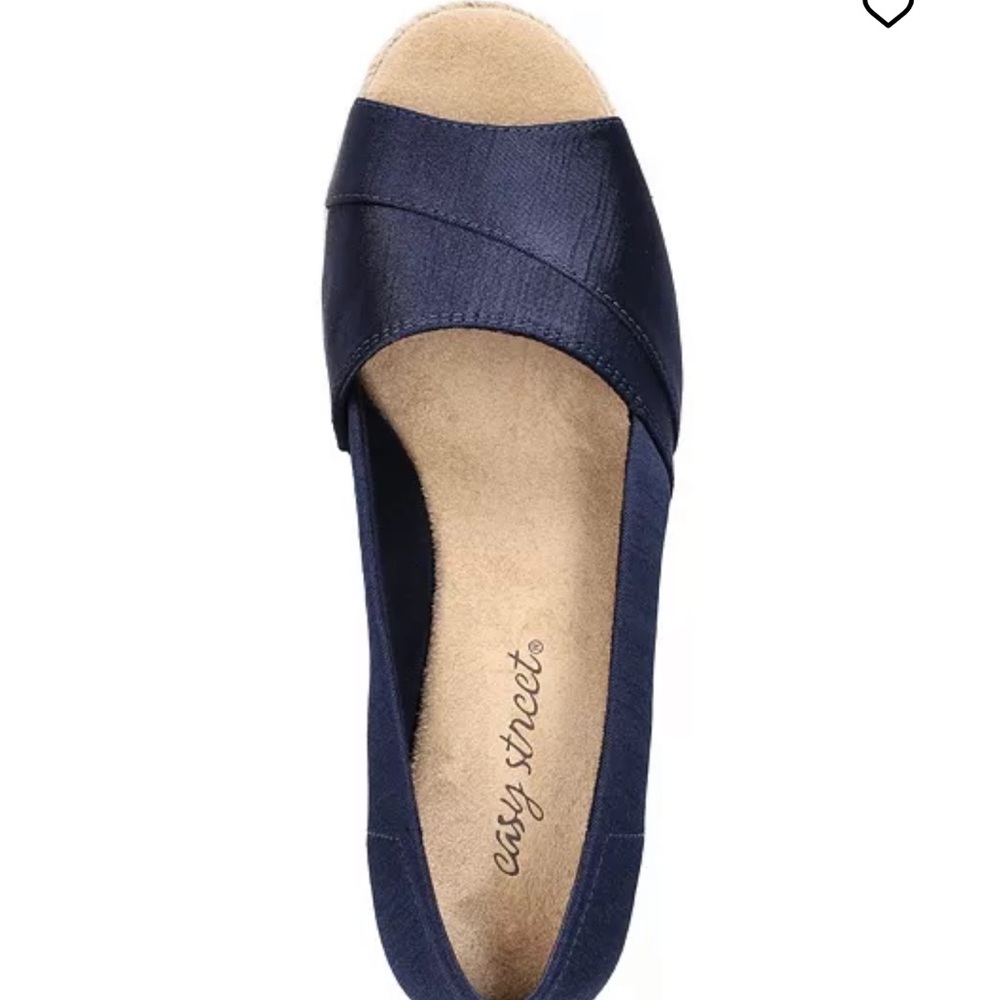 Women's Jasper Super Flex Espadrille Sandals Navy Peep Toe Wedge Espadrilles - Picture 4 of 9